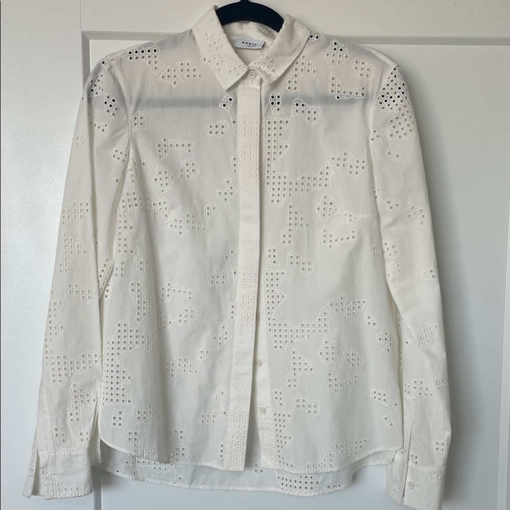 AKRIS Punto White Eyelet Women’s Blouse